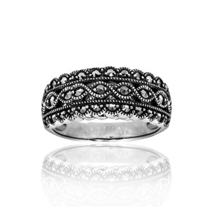 Sterling Silver Marcasite Openwork Band